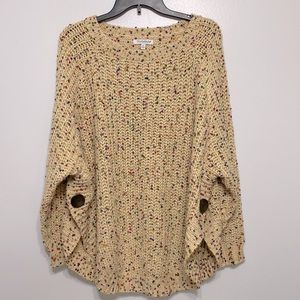 NorthStyle Oversized Cream Multicolored Speckled Knit Sweater 1X Button Detail